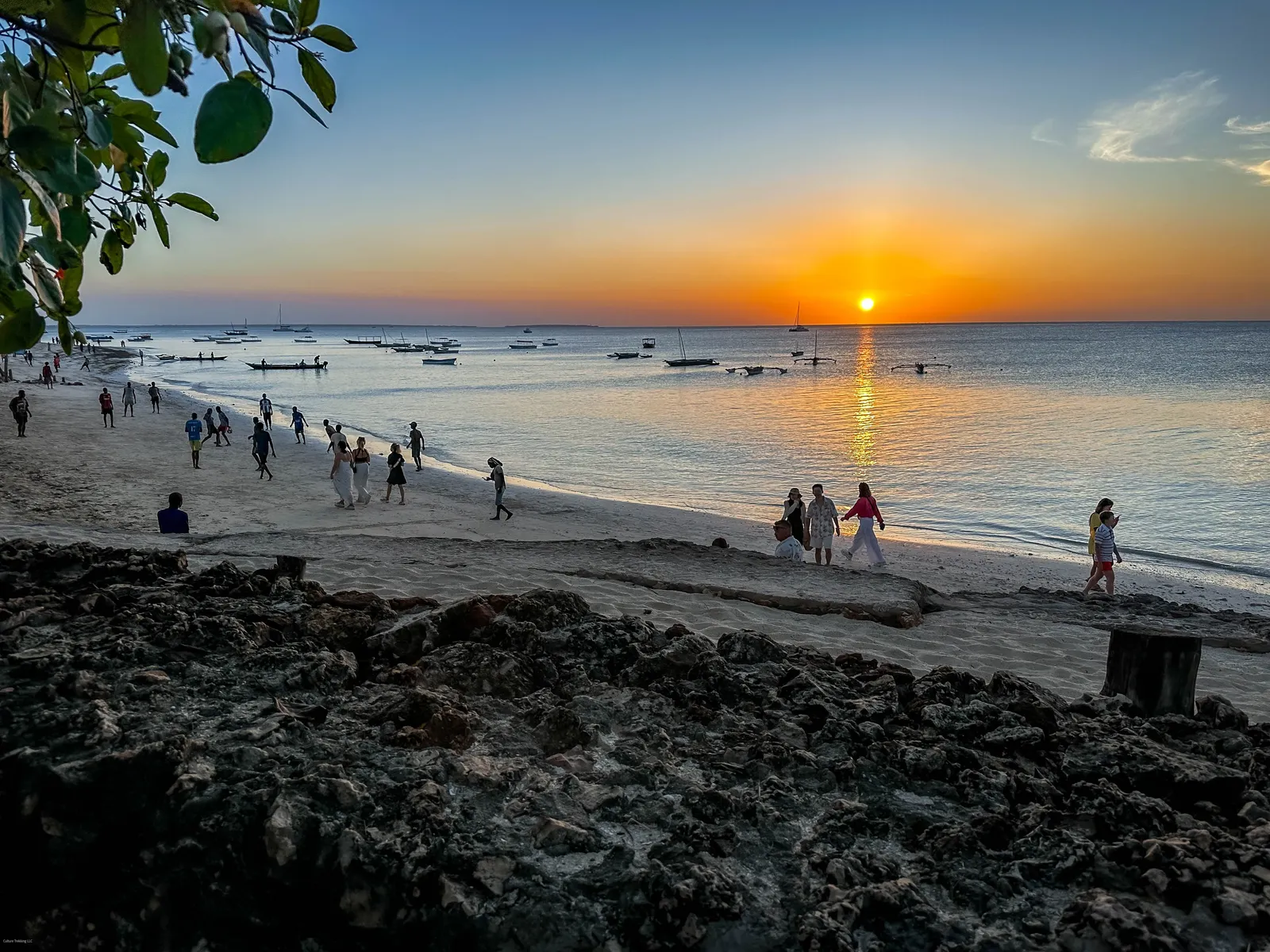 Nungwi Zanzibar sunset over the tropical beach and Indian Ocean